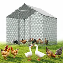 VEVOR Hühnerstall 2x2x2 m Begehbarer Hühnerauslauf mit Abdeckung, mit Turmdach & Sicherheitsschloss Enten- & Kaninchenkäfig Geflügelgehege für Hinterhof, Bauernhof, Hof