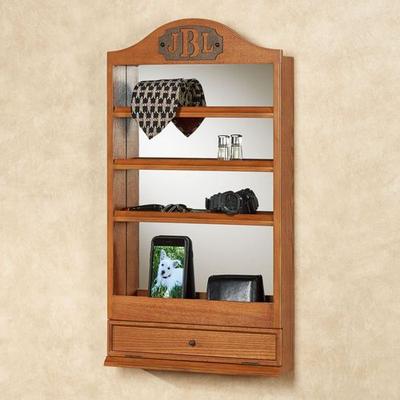 Touch of Class Quinn Mirrored Wall Shelf Windsor Oak , Windsor Oak