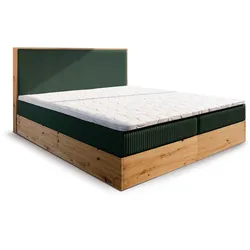 BOXBETT VERDON 160x200 cm mit Matratze und Topper - Grün