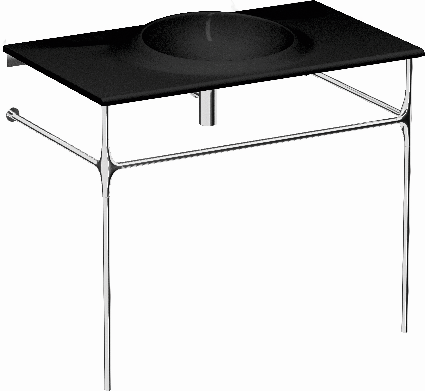 Vitra Istanbul lavabo 4519B470-6140 60x100cm, sans trop-plein et trou pour robinetterie, noir VC
