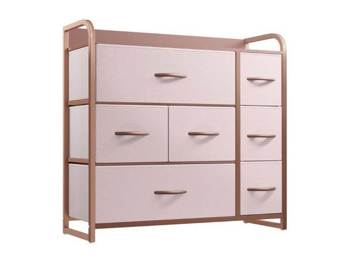 YITAHOME Commode Chambre - 7 Tiroirs en Tissu - Meuble de Rangement - 80 x 29 x 79 cm - Rose