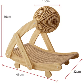 Inspire Picks 2 in 1 Wooden Cat Scratching Ball & Sisal Scratch Board Toy large Size