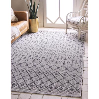 Outdoorteppich "Outdoor Crosses, LAGERRÄUMUNG", bunt (hellgrau, blau), B:152cm H:4mm L:244cm, Polypropylen (PP), MYFLAIR MÖBEL & ACCESSOIRES, Teppiche, Outdoorteppich, Flachgewebe, Rauten Muster, In- und Outdoor geeignet