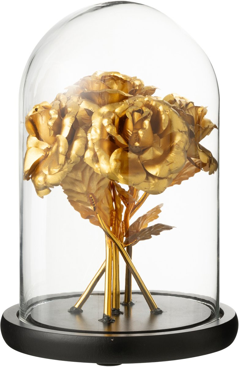 J-Line Decoratieve stolp Roos glas goud/zwart medium