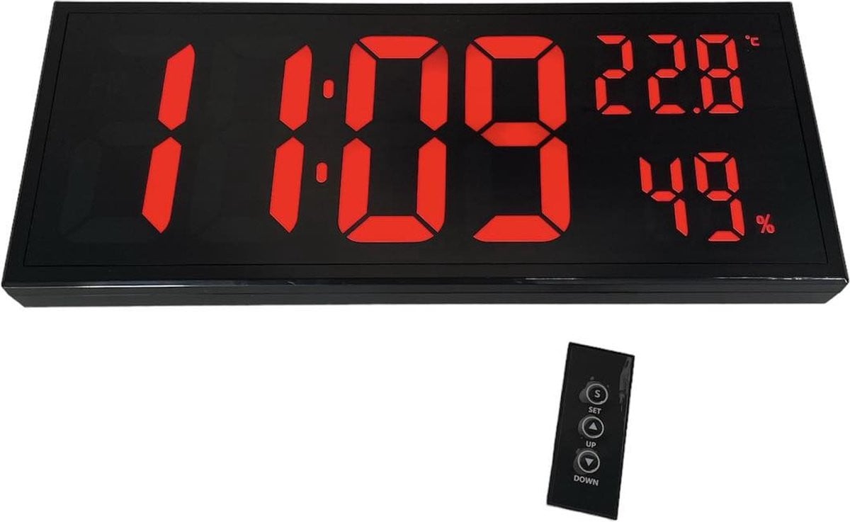 Digitale Led Wandklok XXL - Rood