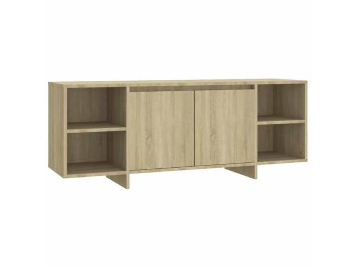 KUPTYERFG TV Schrank Lowboard Sonoma-Eiche 130x35x50 cm Holzwerkstoff Stabile Medienkonsole fürs Wohnzimmer und Schlafzimmer mit 2 Türen und 2 Fächern für Ordnung und einfache Pflege.
