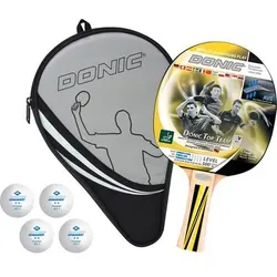 DONIC Tischtennis-Set Donic-Schildkröt Tischtennis-Geschenkset Top Team 500, 1 Schläger, 4 Bälle inkl. Schlägerhülle, in neuer Kartonverpackung, tolles Komplettset für den Start, 788451, Größe ONE SIZE in Grau Grau