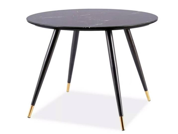 Feldmann-Wohnen Esstisch Cyryl (rechteckige Tischplatte 140x80cm, 1-St., Marmor Optik, Tischplatte aus gehärtetes Glas, Gestell aus Metall), 100x100x76cm schwarz Marmor / schwarz