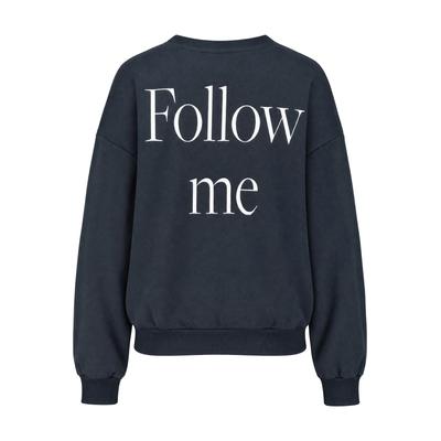 Sweatshirt ALIFE & KICKIN, Damen, Gr. XS, marine, 50% Baumwolle, 50% Polyester, hoch geschlossener Ausschnitt, Sweatshirts Sweatshirt, Rückenprint Follow me, Rundhals, Rippbündchen, leicht weiter Schnitt