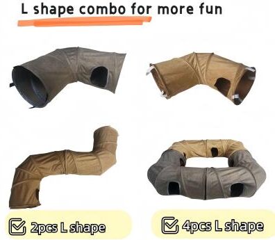 Inspired Finds CozyPlay Collapsible Cat Winter Suede Tunnel Interactive Play & Hideaway For Kittens, Puppies & Rabbits l Tunnel Khaki