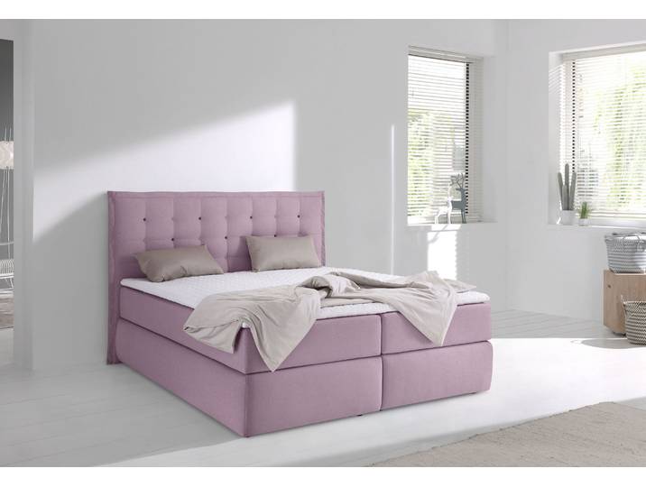 Boxspringbett, Feinstruktur, Rosa, 175×210 cm, Mit Kopfteil, Modern, Inosign