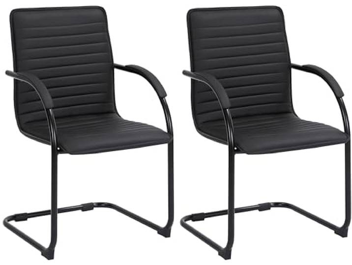 CLP 2er Set Besucherstühle Tira Kunstleder I Freischwinger Mit Gepolsterter Sitzfläche Farbe schwarz/schwarz