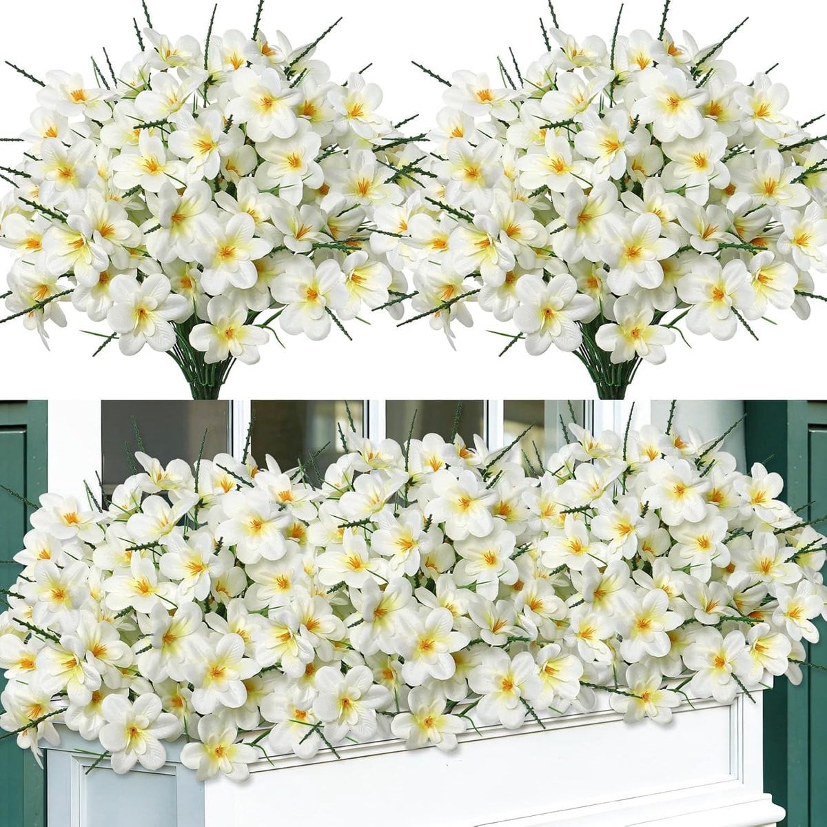 UV-bestendig Kunstbloemen Boeket Freesia Zijde voor Buiten Decoratie Wit