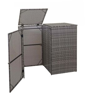 Mendler Mülltonnenbox HWC-E25, Polyrattan, für 2 Mülltonnen bis 120 Liter