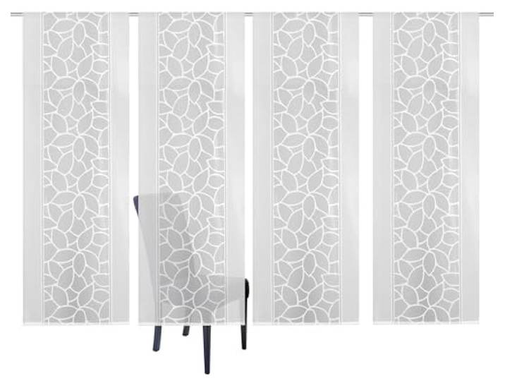 Home Fashion 4er-Set SCHIEBEGARDINEN Jacquard, Farbe: weiß, Maße: 4X 225x57 cm