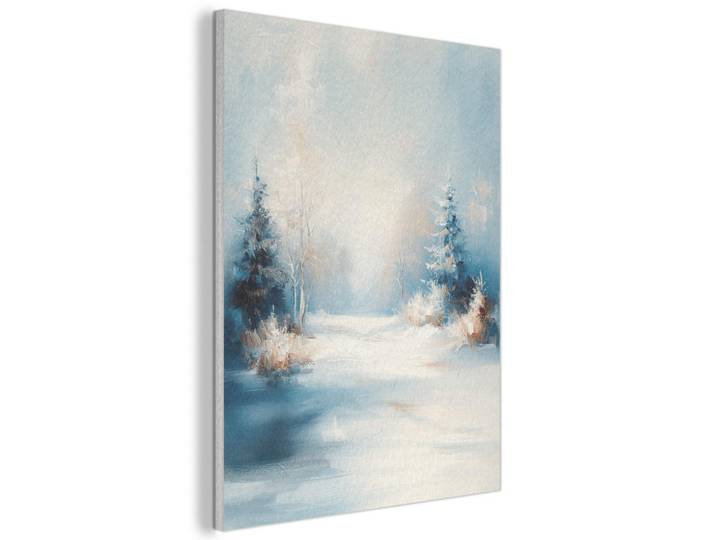 MuchoWow Akustikpaneel Wald - Winter - Natur - Abstrakt - Schnee 60x80 cm, Weiß, Kunststoff, Rechteckig, 60x80x0.9 cm, Tapeten & Wandverkleidungen, Akustikpaneele