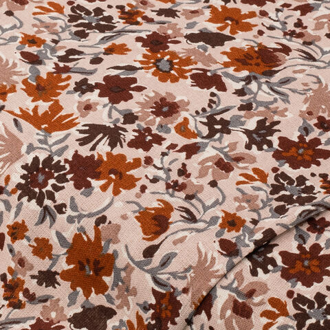Baumwoll-Blusenstoff "Blumen", braun-color