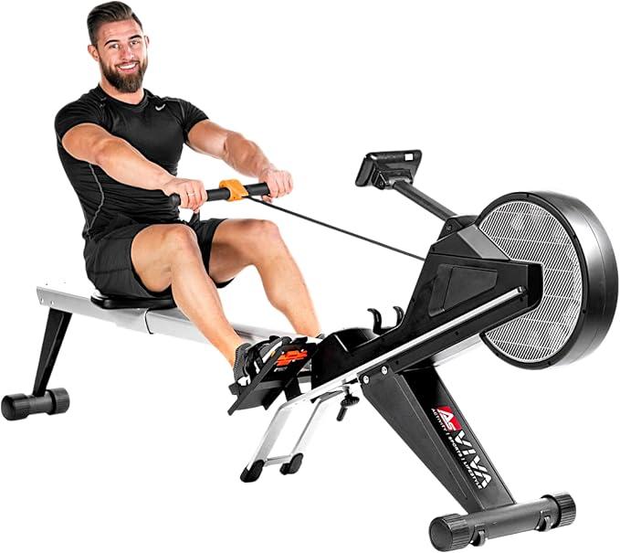 Pro Rudergerät - Klappbare Rudermaschine mit Magnet- und Luftwiderstand, leiser Heimtrainer für Ausdauertraining & Fitness Zuhause
