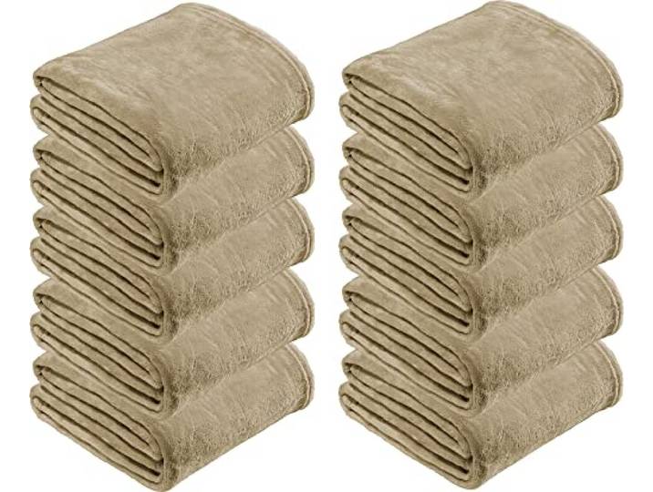 REDBEST Microfaserdecke Amarillo 10er-Pack, Fleece-Wohndecke, Sofadecke beige Größe 150x200 cm - kuscheliger Teddyfleece, pflegeleicht, waschbar