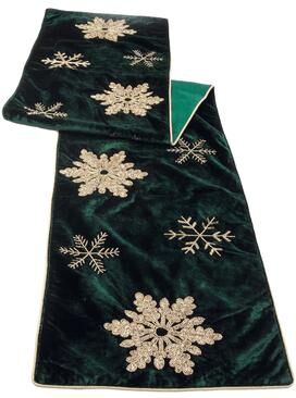 Melrose International "Embroidered Snowflake Table Runner 72""L"