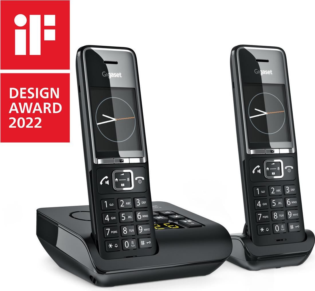 Gigaset COMFORT 550A duo draadloze DECT-telefoon met handsfree spreken en nummerherkenning, Zwart