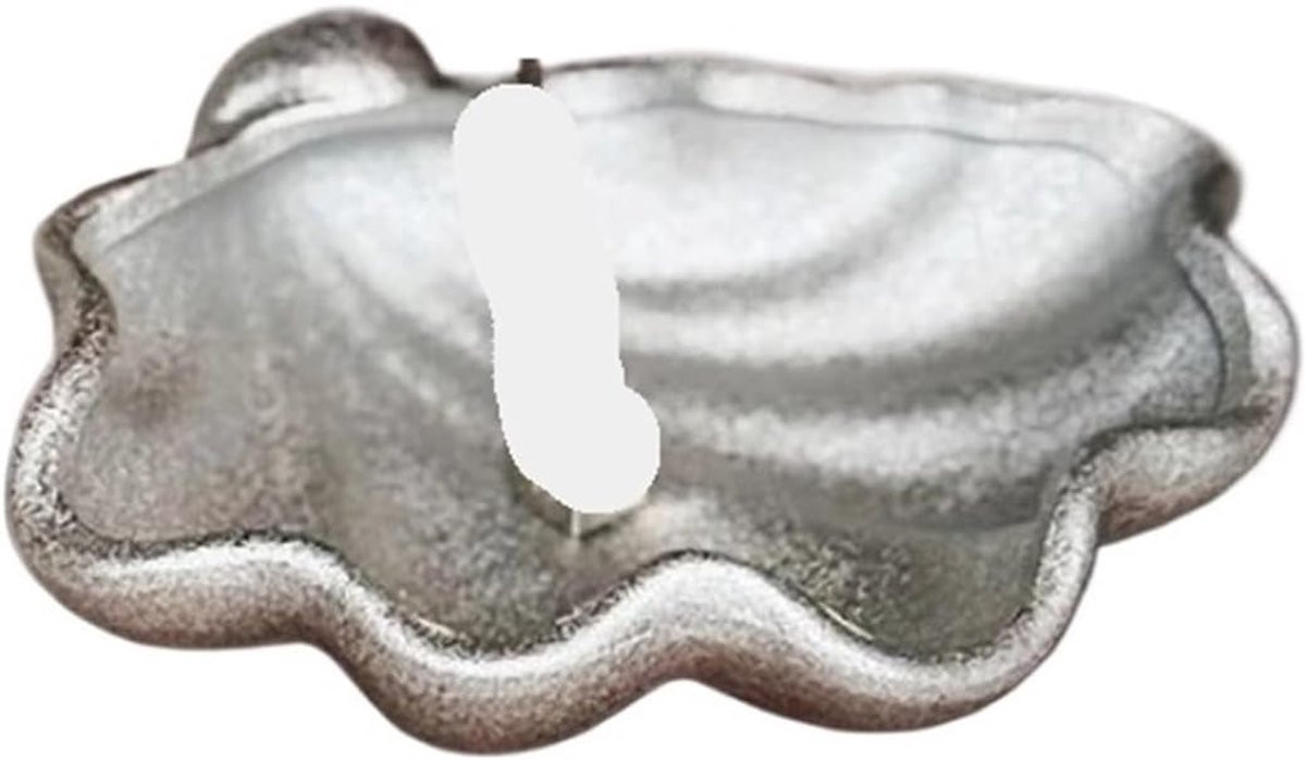 Verzilverde gesatineerde schelp als dessertbord of sieraden schaaltje, 157 gram