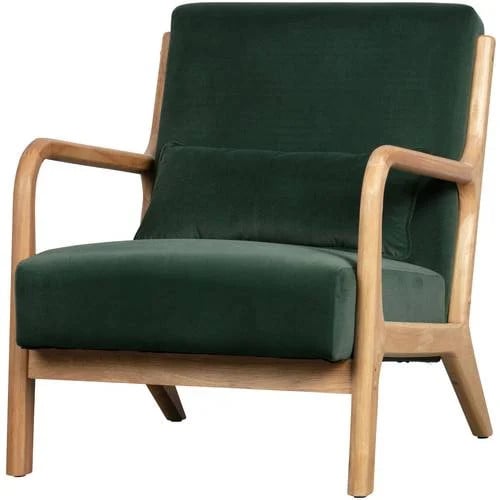 WOOOD Mark Fauteuil - Velvet - Flesgroen - B: 75 cm, D: 67 cm, H: 82 cm