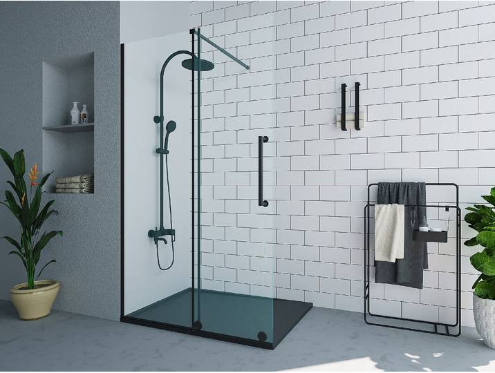 Duschtrennwand Seitenwand Schiebetür italienische Dusche - 120 x 200 cm - Metall - YOREM