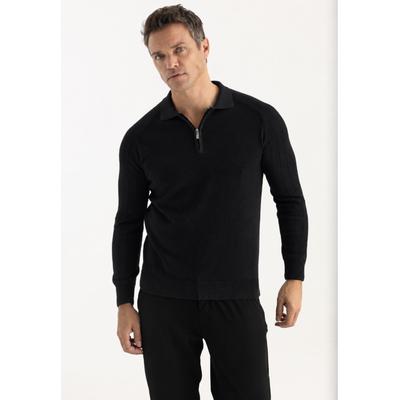 Polokragenpullover FELIX HARDY "Pullover mit Polokragen und Reißverschluss", Herren, Gr. XXL, schwarz, 100% Baumwolle, Pullover