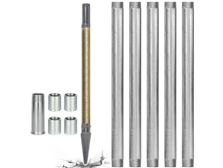 SENODON Brunnenbohrset, 1-1/4 x 45 Set - Antriebsspitze mit Sieb Verstärkte Ansaugstruktur und Verlängerungsrohre. Entwickelt für effiziente Flachbrunnenprojekte.