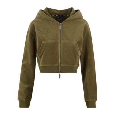 Sweatjacke VON DUTCH "Von Dutch MICHI ZIP SWEATS", Damen, Gr. XS, khaki, 80% Baumwolle, 20% Polyester, unifarben, Rundhals, Sweatjacken Sweatjacke
