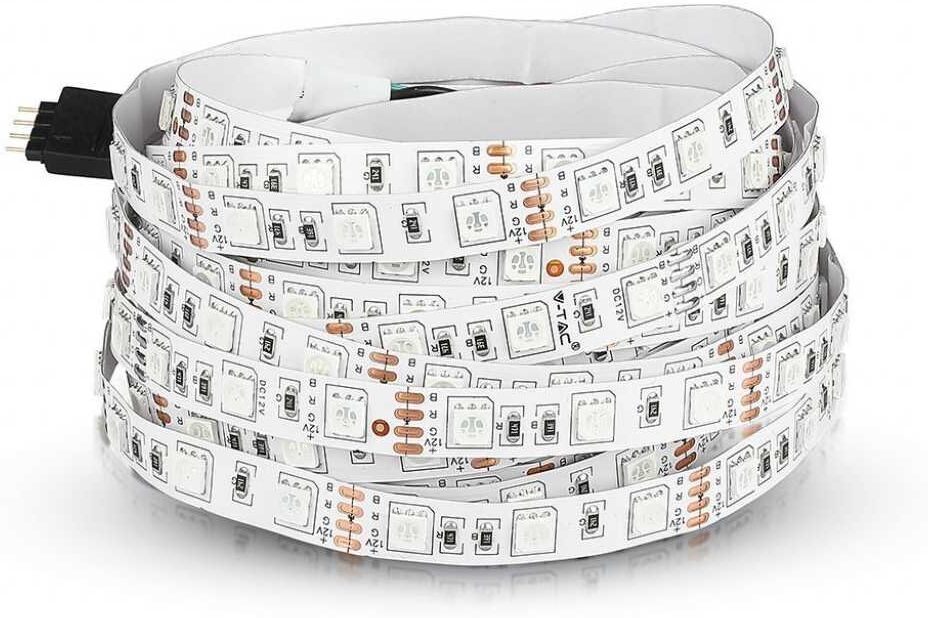 V-Tac Strip Led Smd5050 7w/m 5m 60 Led/m Rgb 12v Ip20 10 Mm – Sku 212120