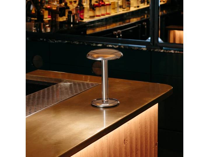 Gustave Portable Tischleuchte Polished Silver - Flos Flos Architectural - Terrasse - Design - Metall - Mit Schirm