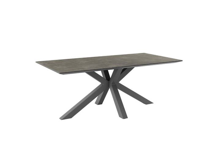 Ambia Garden Gartentisch, Anthrazit, Metall, Glas, rechteckig, eckig, X-Form, 200x75x100 cm, Gartenmöbel, Gartentisch, Gartentische
