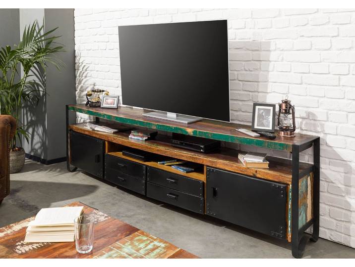 TV-Board Altholz 238x43x70 mehrfarbig lackiert INDUSTRIAL #107