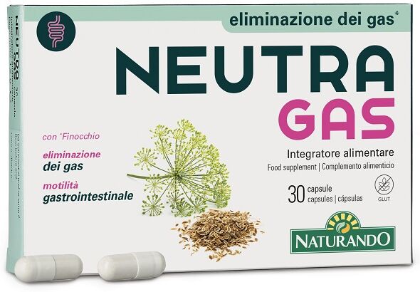 NATURANDO Srl Naturando Neutragas Integratore per la Pancia Gonfia - 30 Capsule Senza Glutine