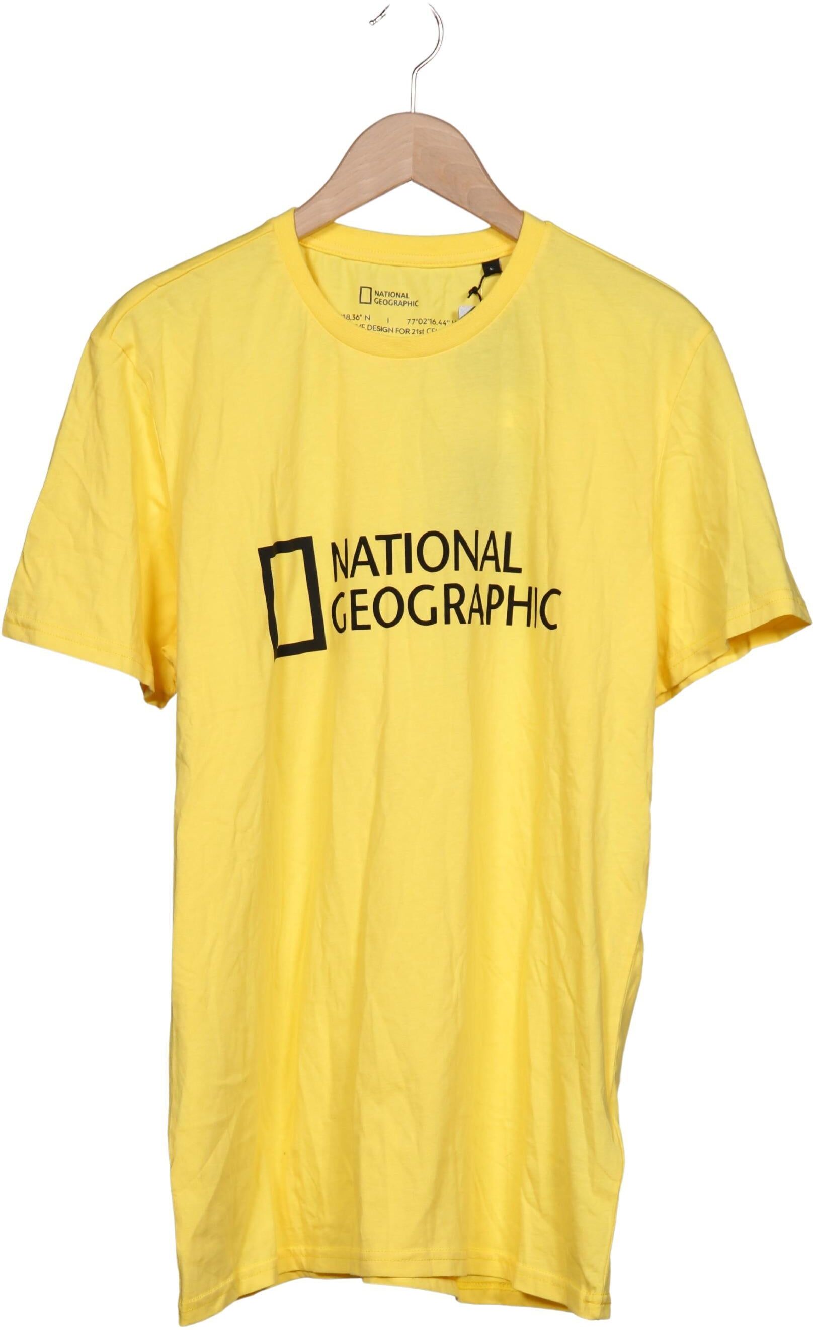 National Geographic Herren T-Shirt, Gelb, Gr. L, Baumwolle - Second Hand