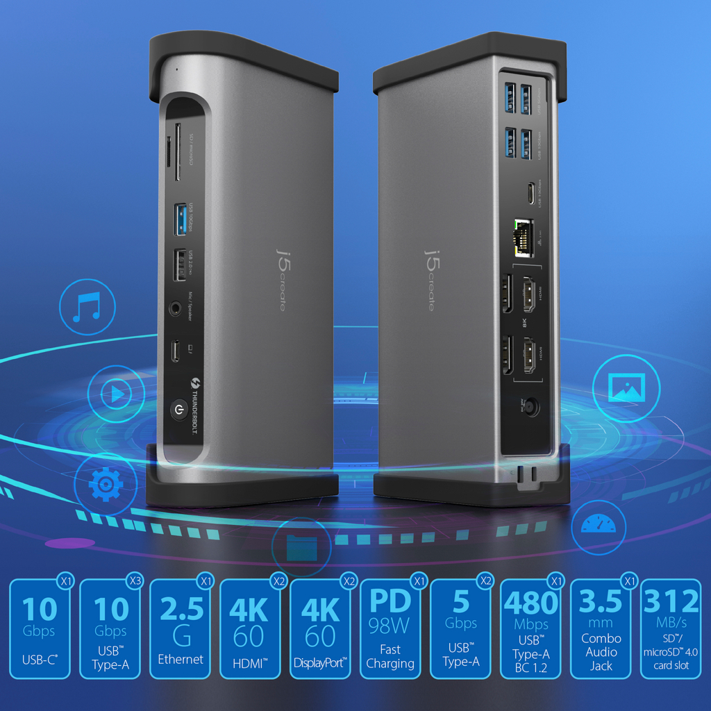 J5 Thunderbolt 4 Quad Display Docking Station