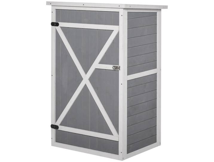 ComfortXL Gartenschrank Regalböden Schwarz-Grau-Weiß, Holz, 56x115x75 cm, Gartenzubehör, Geräteschuppen