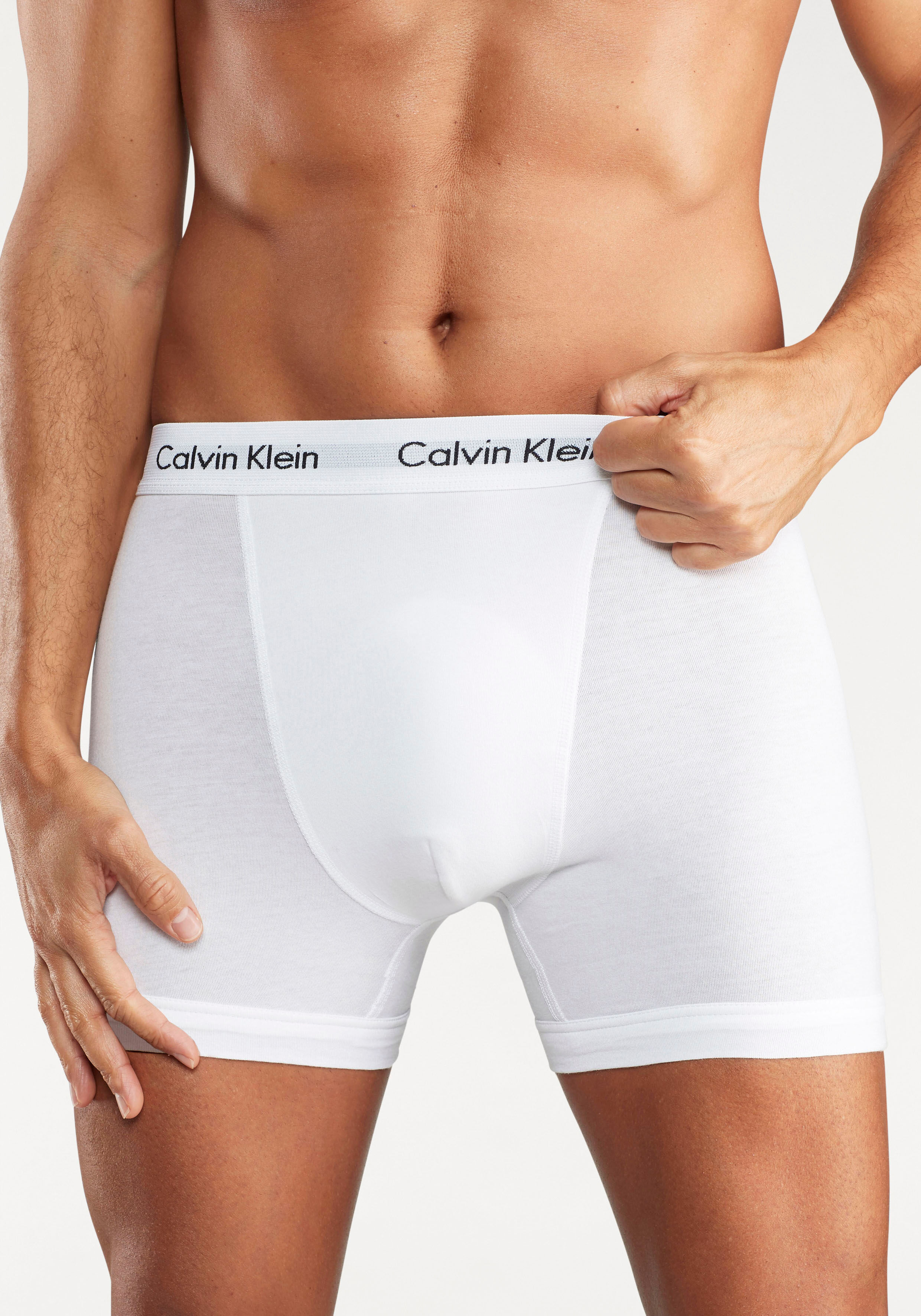 Boxer "CK Boxer 3x", Herren, Gr. XL (8), 3 Stk., schwarz-weiß (schwarz, weiß, grau, meliert), Obermaterial: 95% Baumwolle, 5% Elasthan, CALVIN KLEIN UNDERWEAR, Unterhosen Boxer, mit Logoschriftzug am Bund, Topseller