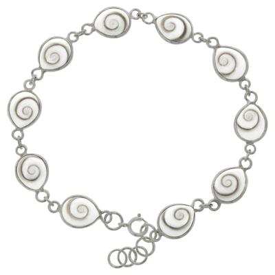 Armband VIVANCE "925 Silber mit Muschel weiß", weiß, Armbänder, Damen, 19,5cm, Silber 925 (Sterlingsilber), glänzend, Chunks Charm-Armband Silberarmband