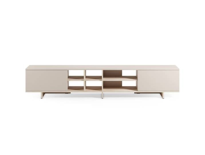 Meuble tv 2 portes beige et décor chêne clair 230 cm