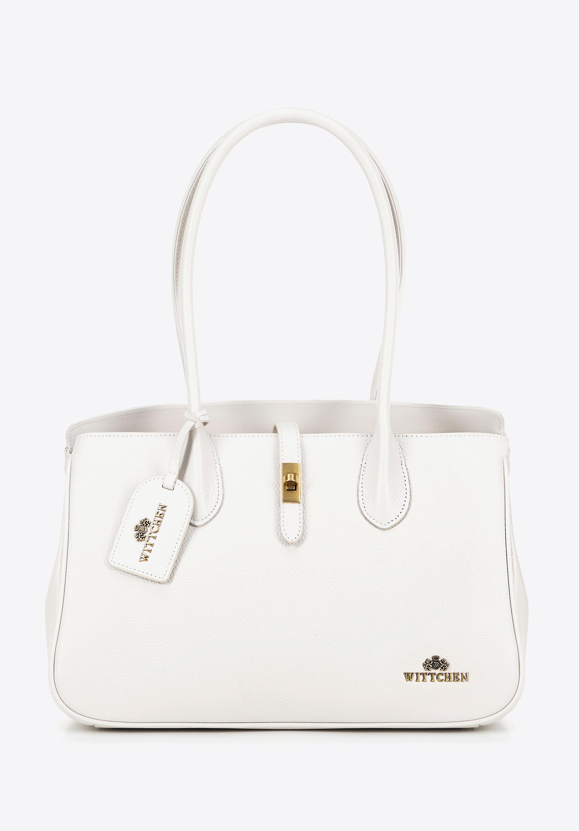 Wittchen Dames leren shopper met kwastje, gebroken wit, echt leer