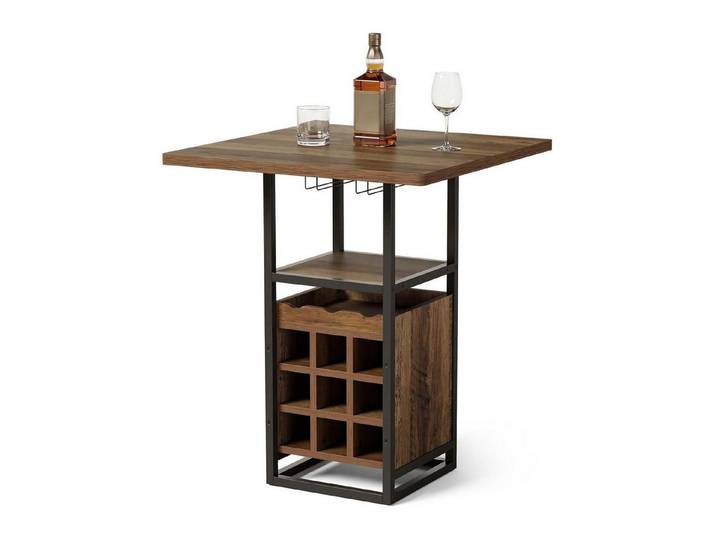 LuxusKollektion Bartisch Bartisch mit Stauraum 95cm Holz Braun (1-St)