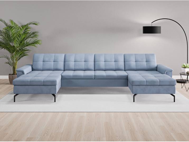 Wohnlandschaft Rio Nr. 2 - Blau (Jeansblau) - Vintage Velours