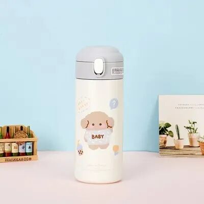 Uplifted Trends Cute Stainless Steel Thermos Insulated Straw Water Bottle white