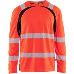 Warnschutz UV Langarmshirt "3599" - S - rot/schwarz