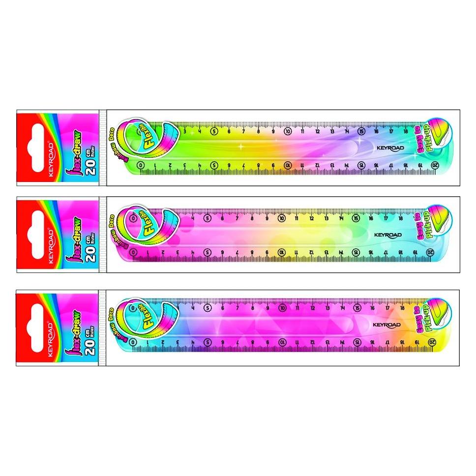 Keyroad Lineal, 20 cm, flexibel, regenbogen, anhänger, farbmischung (20 cm) (41374002)