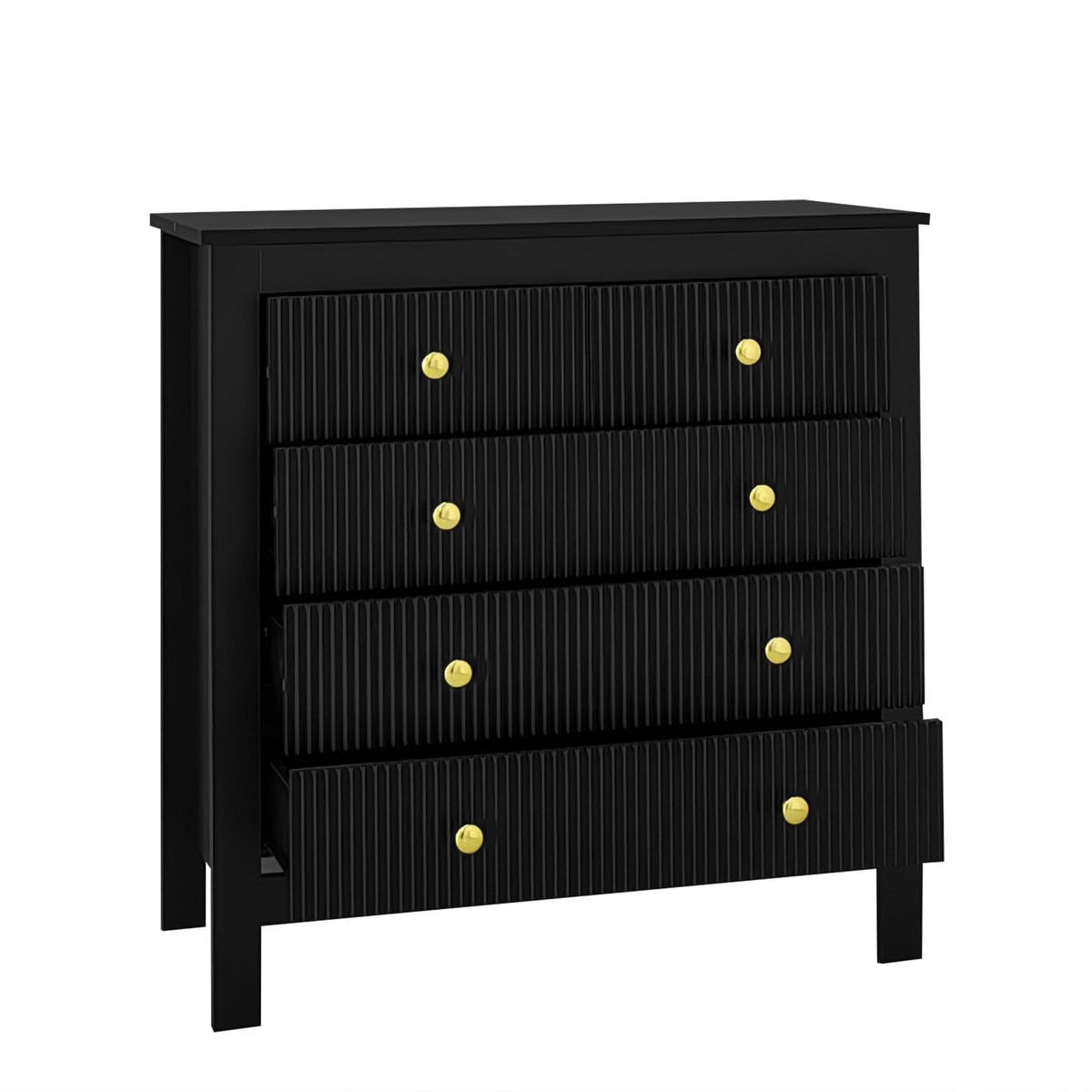 Sideboard Dressoir Opbergkast met 5 Gestructureerde Laden - Zwart