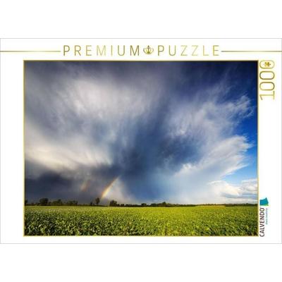 CALVENDO Puzzle Schauerabzug mit Regenbogen | 1000 Teile Lege-Größe 64x48cm Foto-Puzzle für glückliche Stunden